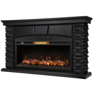 Каминокомплект: Очаг Royal Thermo Aurora RTFP/P-AR40LS, портал Porto 40 камень черный шпон венге